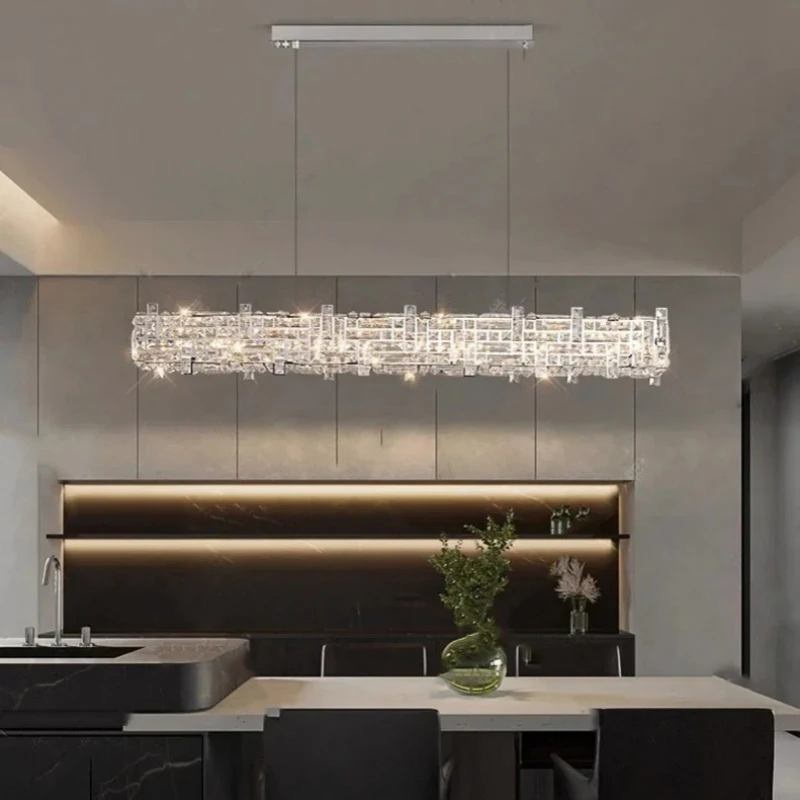 

Modern minimalist stainless steel chandelier, high-end crystal creative circle design for dining and living rooms