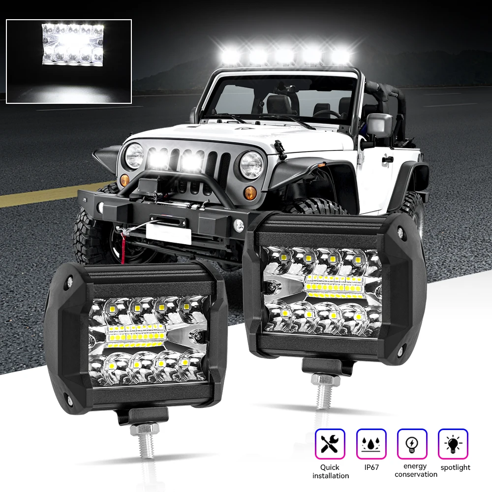 Pop 4/ 7 Inch Off Road Led Light Bars Spot Flood Beam For Work Driving Offroad Boat Car Tractor Truck 4x4 SUV ATV 12V 24V
