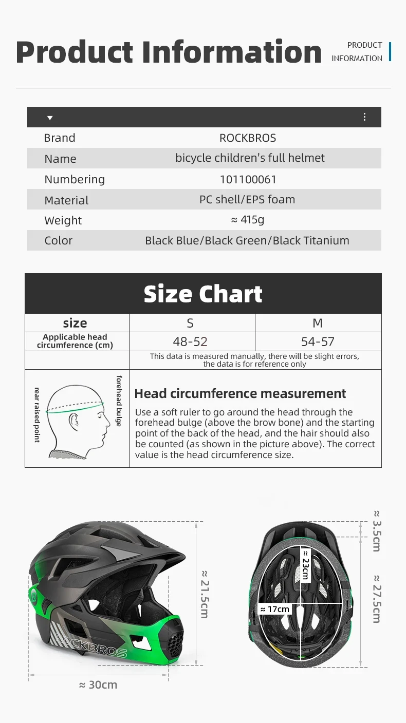 ROCKBROS Kinder-Fahrradhelm Abnehmbarer Vollvisier-Fahrradhelm für Kinder Skateboard-Roller-Sicherheitshelm MTB Rennrad-Helm – Detail 2