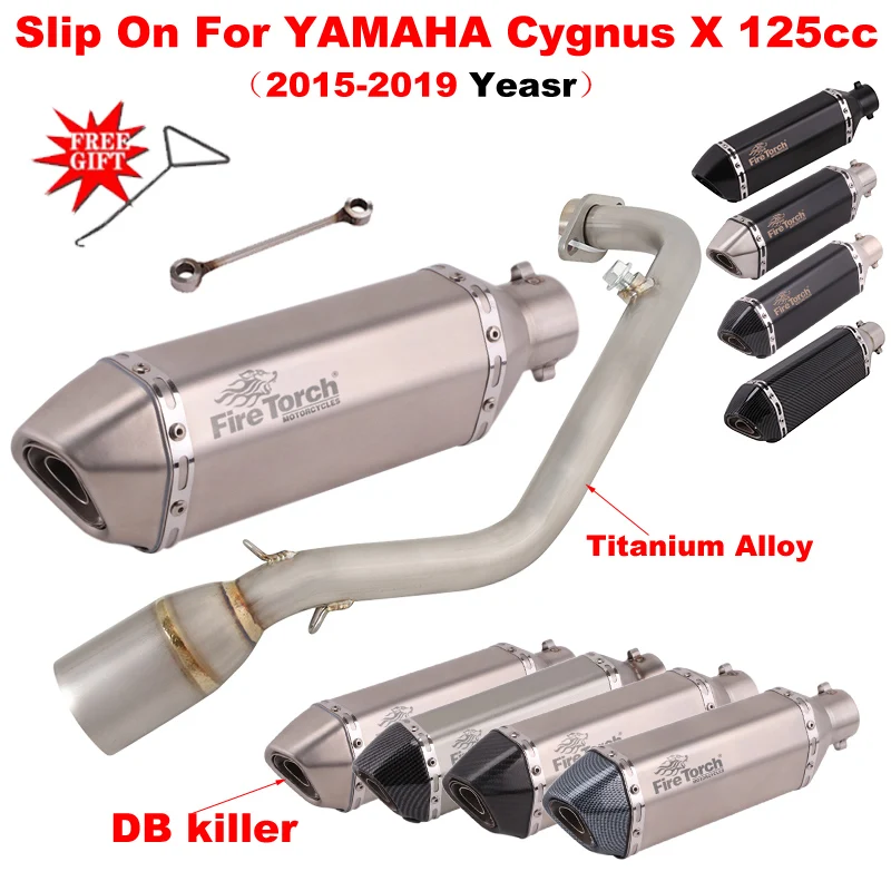 Fire Torch Motorcycle Exhaust Escape Moto Muffler Titanium Alloy Front Link Pipe Slip On For YAMAHA Cygnus X 125cc 2015 - 2019