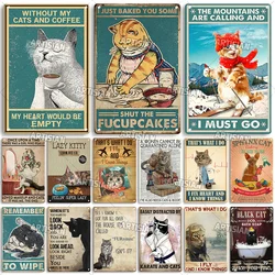 Artisian Cat Retro Metal Sign Funny Pet Vintage Sign Decorative Tin Plaque Garage Bar Pub Club Kitchen Home Man Cave Wall Decor