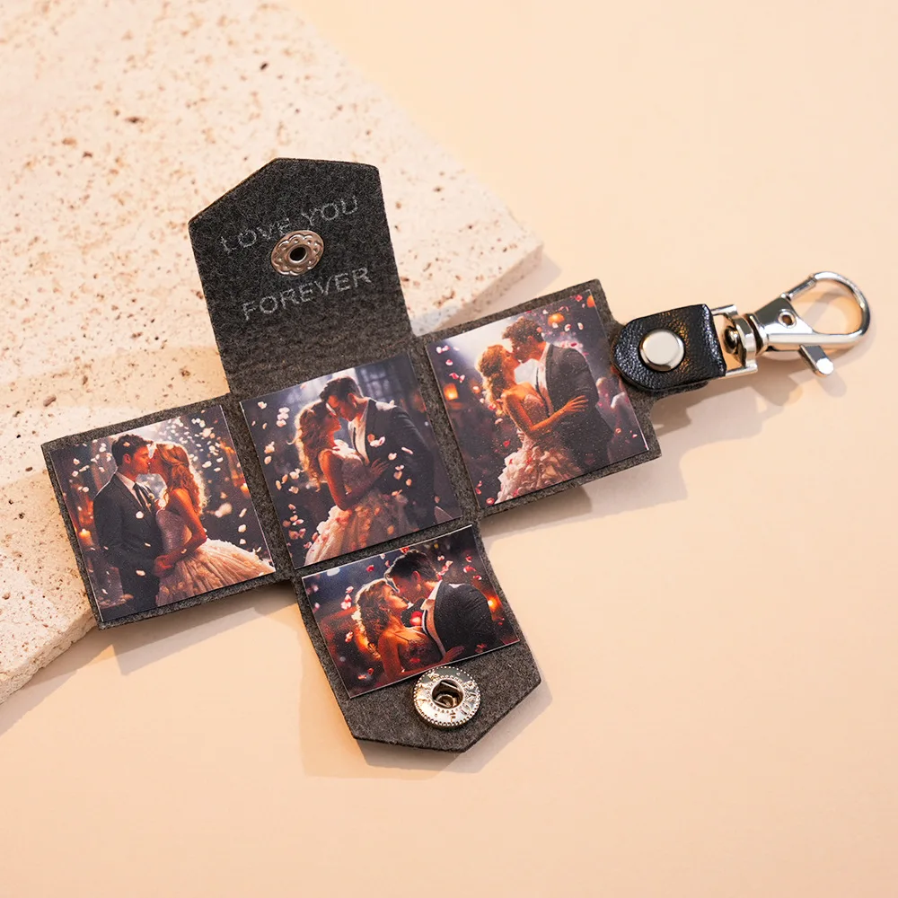Leather Keychain Photo UV Color Printing KeyChain Personalized Photo Printing Jewelry Gift Stainless Steel Custom Keychains