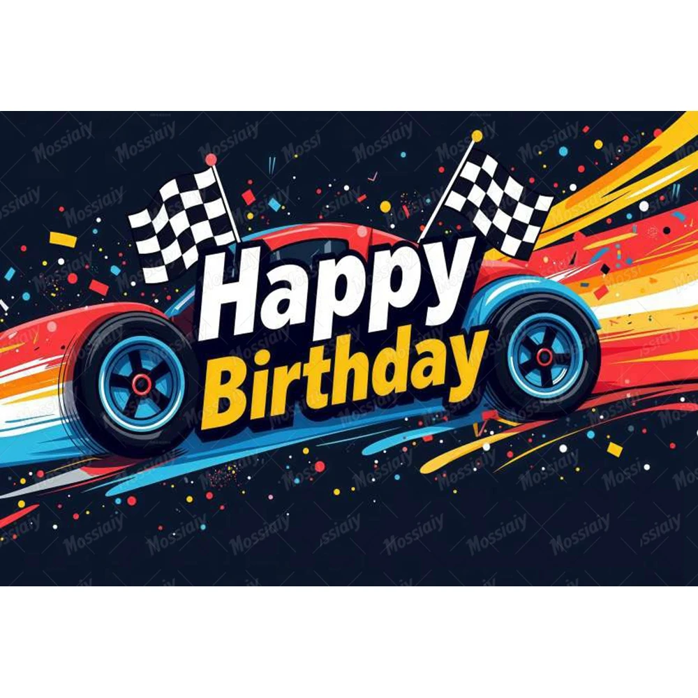 Animation Car Racing Themed Baby 1st Birthday Photography Backgrounds Party Decor Photo Photographic Backdrop Kids Studio Shoots view 2