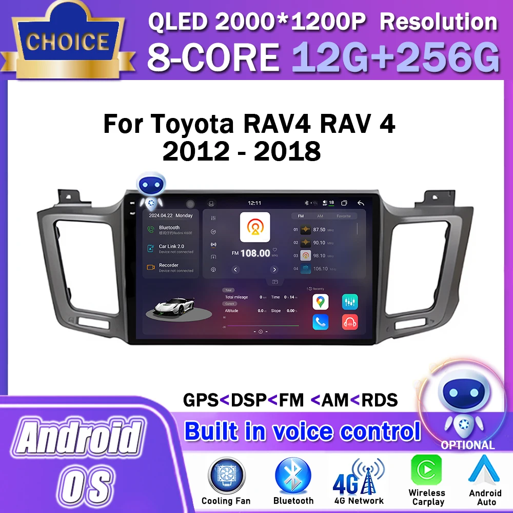 

10.1 inch Android OS Car Radio Multimedia Stereo Player for Toyota RAV4 RAV 4 2012 - 2018 Wireless Carplay GPS Navigatio WiFi
