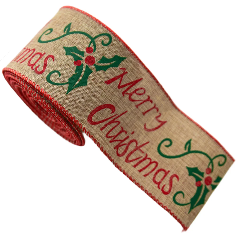 

Рождественская лента из мешковины для изготовления бантов своими руками и праздничных принадлежностей для рукоделия, подходит для дерева, венка, декор гирлянды, 2025, новогодняя лента