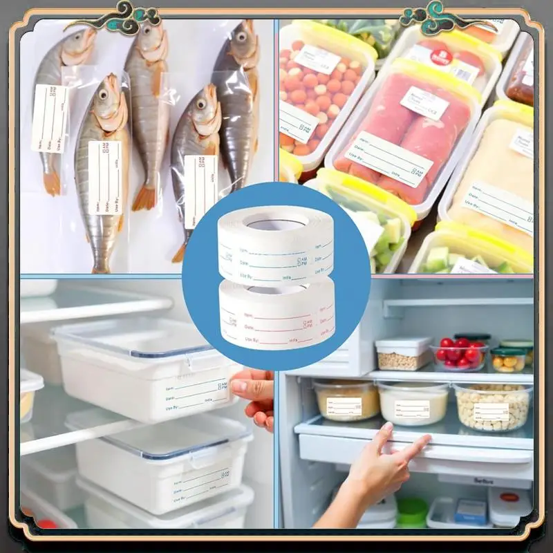 Reliable-4 Rolls 2000Pieces Removable Freezer Labels, 1 X 2Inch Food Date Stickers Food Date Labels Refrigerator Food Labels
