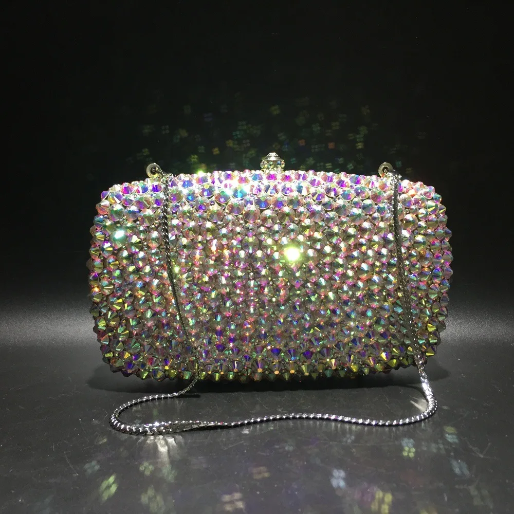 Square Full Diamond Crystal Stone Dinner Bag Women's Dress Clutch Handmade Diamond Chain Bag Bolsos De Lujo Mujer Marcas Famosas