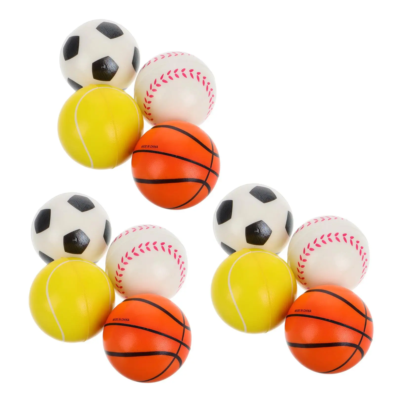 

12 Pcs Bouncy Ball Baseball Mini Basketball Stress Balls Toy Football Party Favors