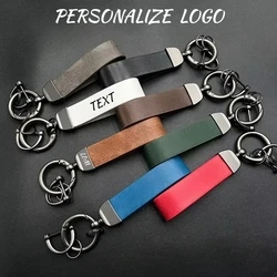 Vintage Discolored Leather Keychain Custom LOGO For men women Laser Engraved Car Key Chains holders Personalize company Keyring