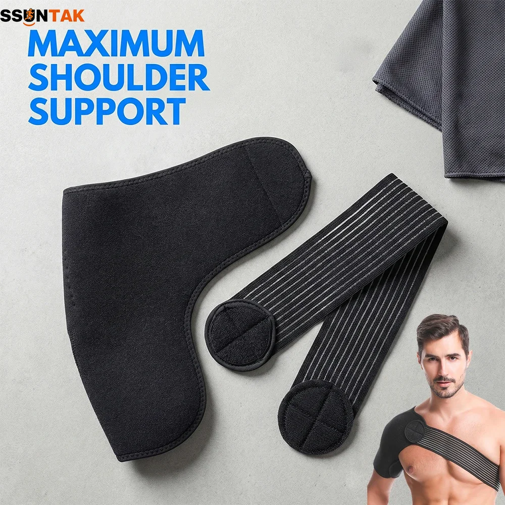 

SSUNTAK 1PCS Men Women Adjustable Breathable Shoulder Brace Compression Support Strap Rotator Cuff AC Joint Shoulder Back Guard