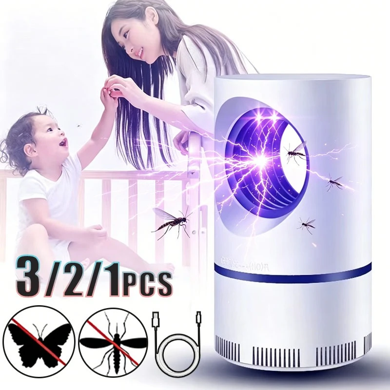 1-3PCS Armadilha Fotocatalítica Doméstica USB para Insetos, Lâmpada Mata Mosquitos para Quarto, Pátio, Cozinha, Escritório - Eficaz