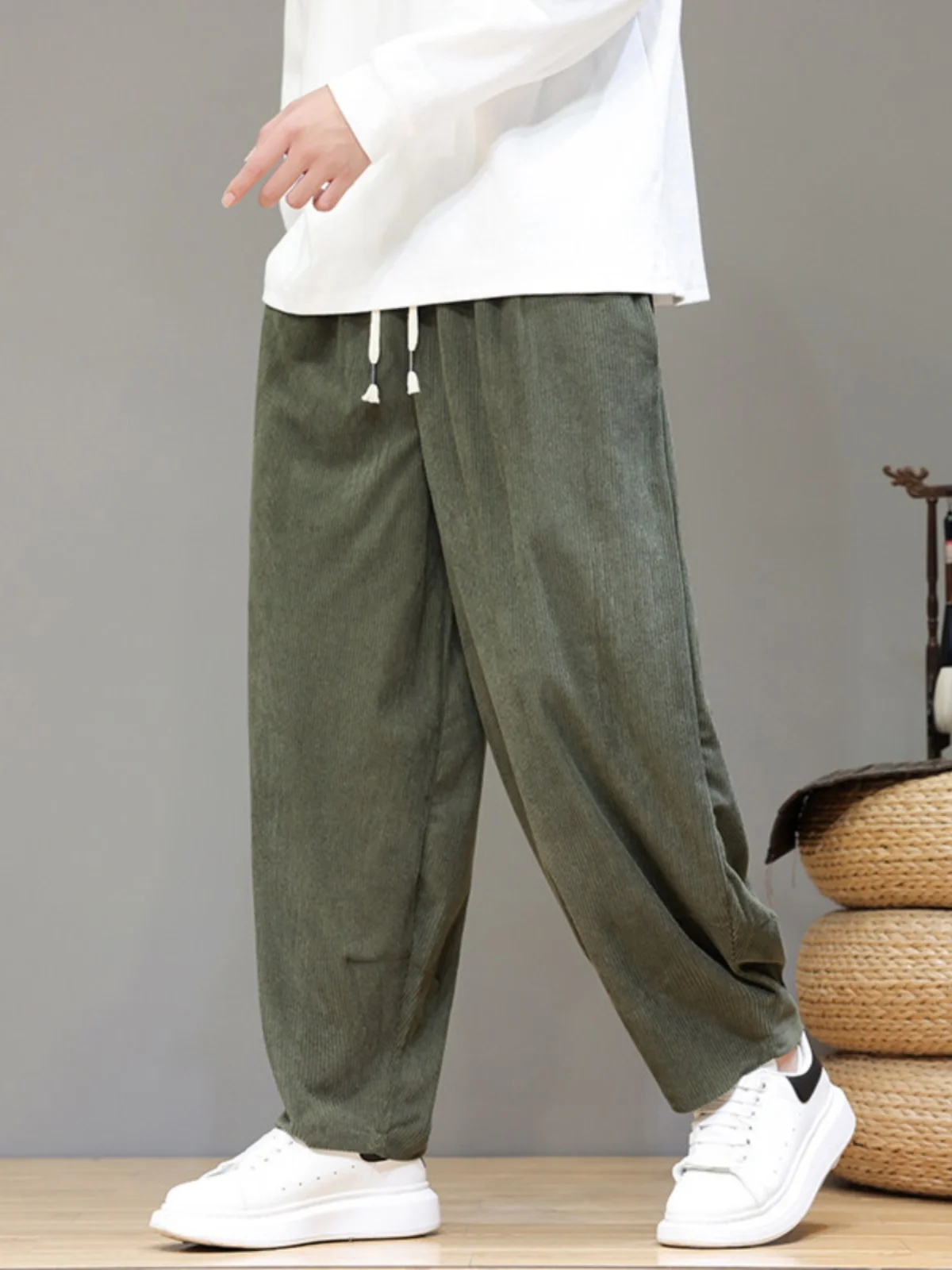 

Вельветовые мужские повседневные брюки Harajuku Sle, свободные прямые длинные брюки, весенне-осенние модные брендовые повседневные брюки