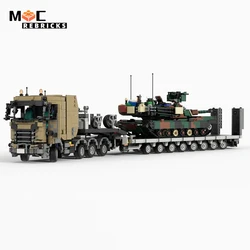 Modern Military Transport Truck Tractor Vehicle Building Block Scania-S 650 Heavy Duty Transporter Flatbed Technology Bricks Toy