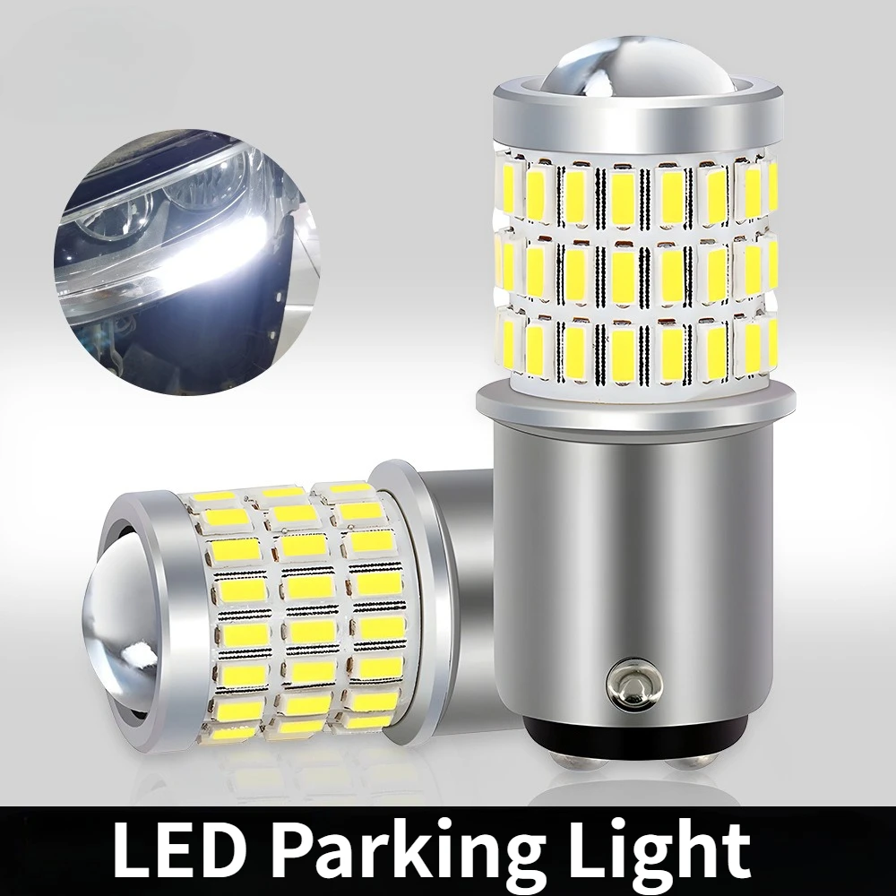 In-Stock LED Car Light T20 -54 SMD 3014/3030 Convex Chips with Lens, Wide Voltage, Super Bright, Brake/Turn Signal/Reverse Light