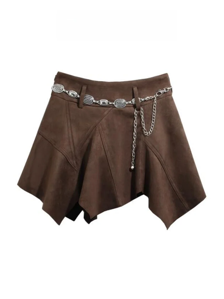 

Замшевая юбка в стиле ретро с высокой талией, женская трапециевидная юбка для пикантных девушек, осень-зима, новая корейская версия, асимметричная юбка