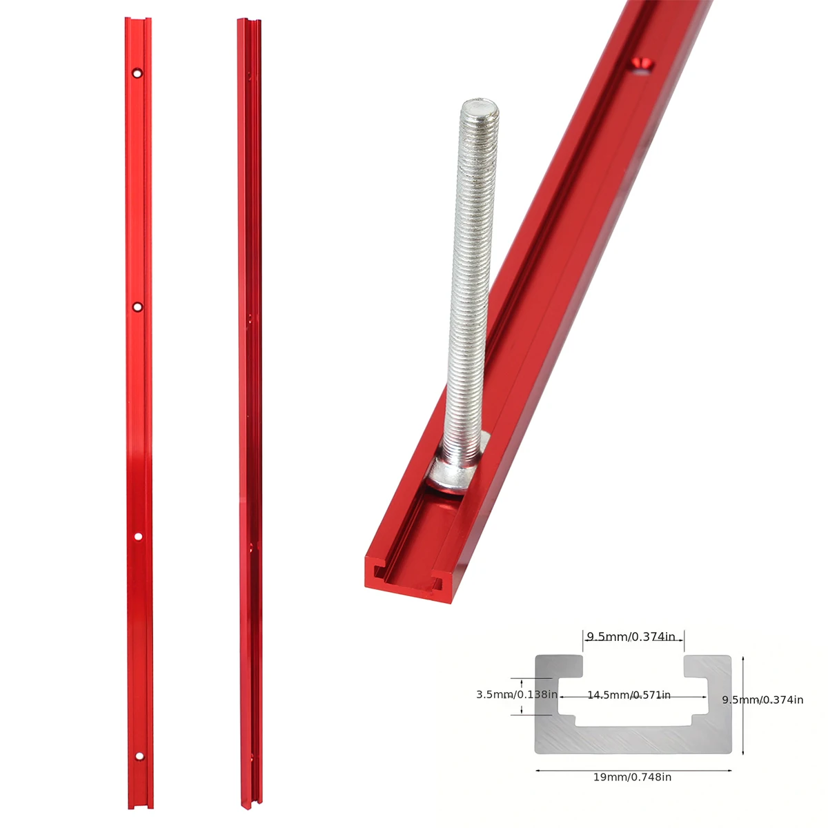 

2 шт. 600 мм Т-образные направляющие для деревообработки 19x9.5 мм, Т-образный паз, направляющая для торцовки, Т-образный винтовой фиксатор, паз для настольной пилы, фрезерного стола, инструменты для DIY