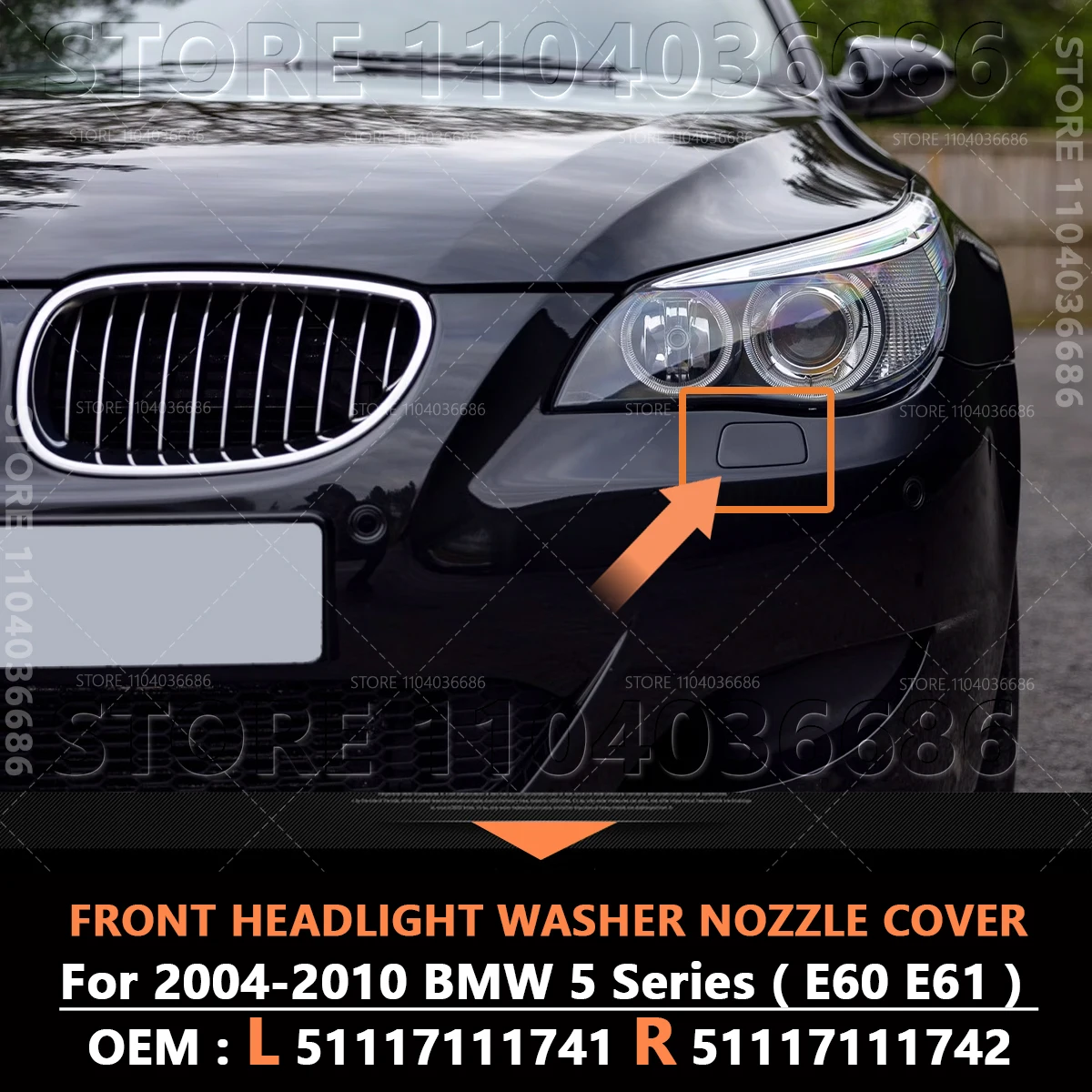 

Для 2004-2010 BMW 525i 528i 530i 530i 535i 545i 550i M5 (E60 E61) крышка форсунки омывателя передней фары 51117111741 51117111742