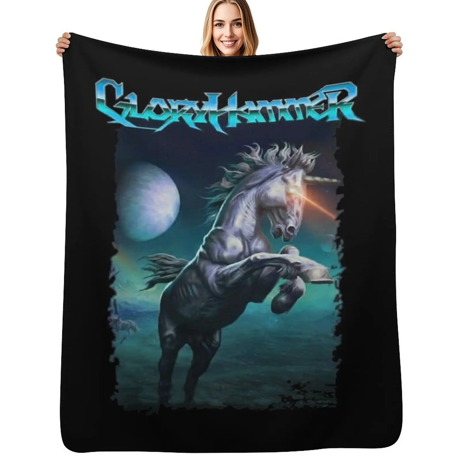 Gloryhammer - Galactic Unicorn Classic Throw Blanket Long Lasting Soft Plush Blanket for Daily Use