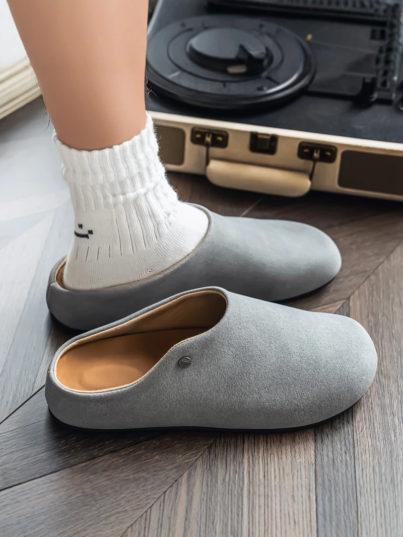  Men's Summer Casual Retro Slip-On Soft Bottom Work Shoes No Rear Heel Covered Head Half Slippers Breathable