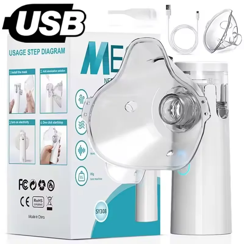 Nebulizador Ultrassônico Portátil Mini Silencioso de Grau Médico para Bebês, Crianças e Adultos - Inalador para Tosse e Asma