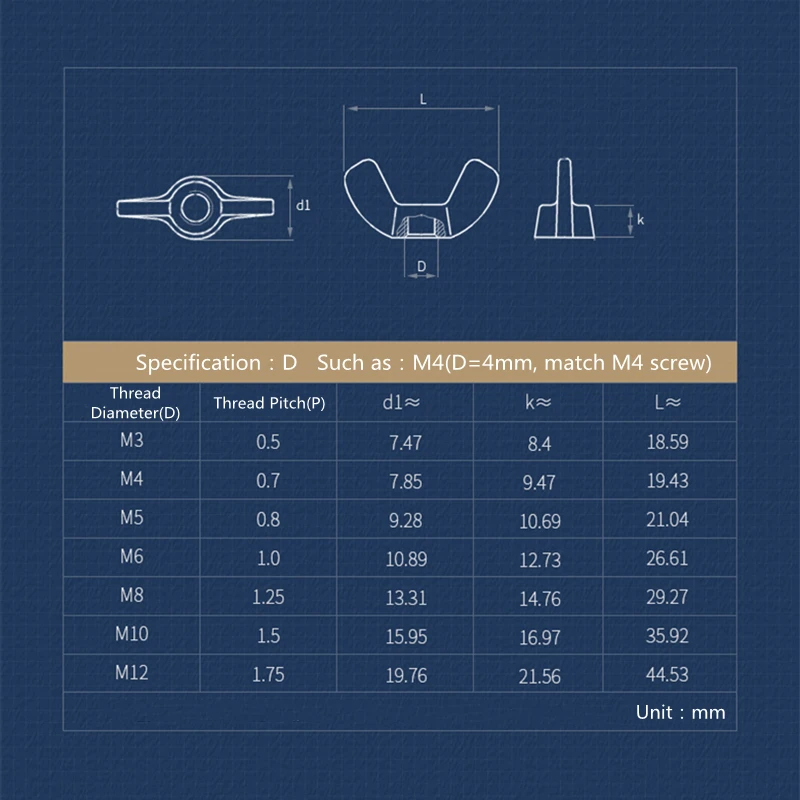Wing Nuts M3 M4 M5 M6 M8 M10 M12 Butterfly Nuts 304-A2/316-A4 Stainless Steel Hand Tighten Wingnuts butterfly Nut DIN315