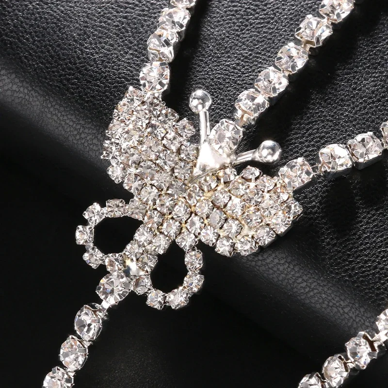 Stonefans Sexy Multi Layer Rhinestone Butterfly Bra Chian for Women Fashion Body Chain Bra Necklace Bikini Harness Party Jewelry