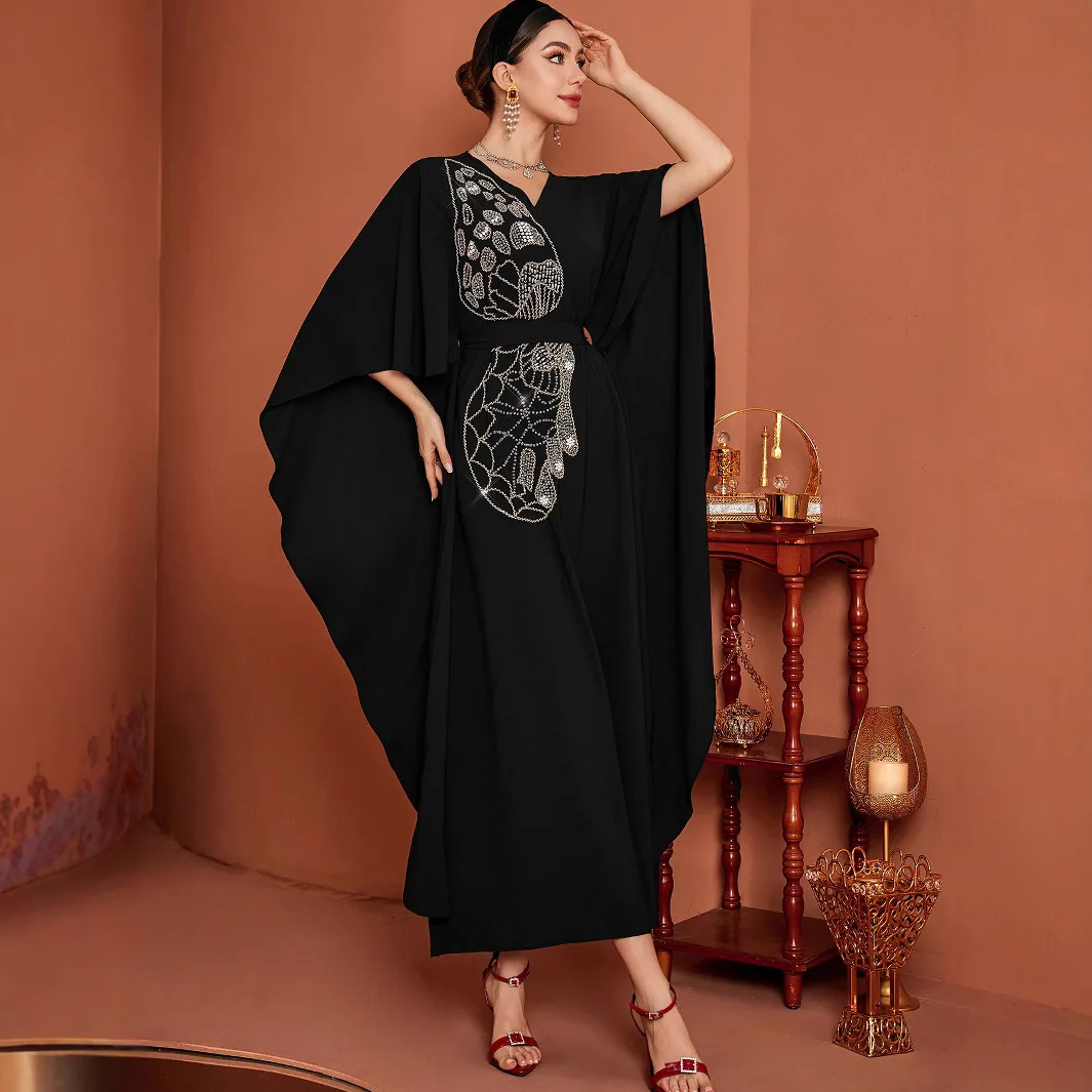 Abaya Dress Women Eid Muslim Party Dresses Beading Long Robe Jalabiya Lace Up Ramadan Morocco Dubai Kaftan Islam Vestidos 2026