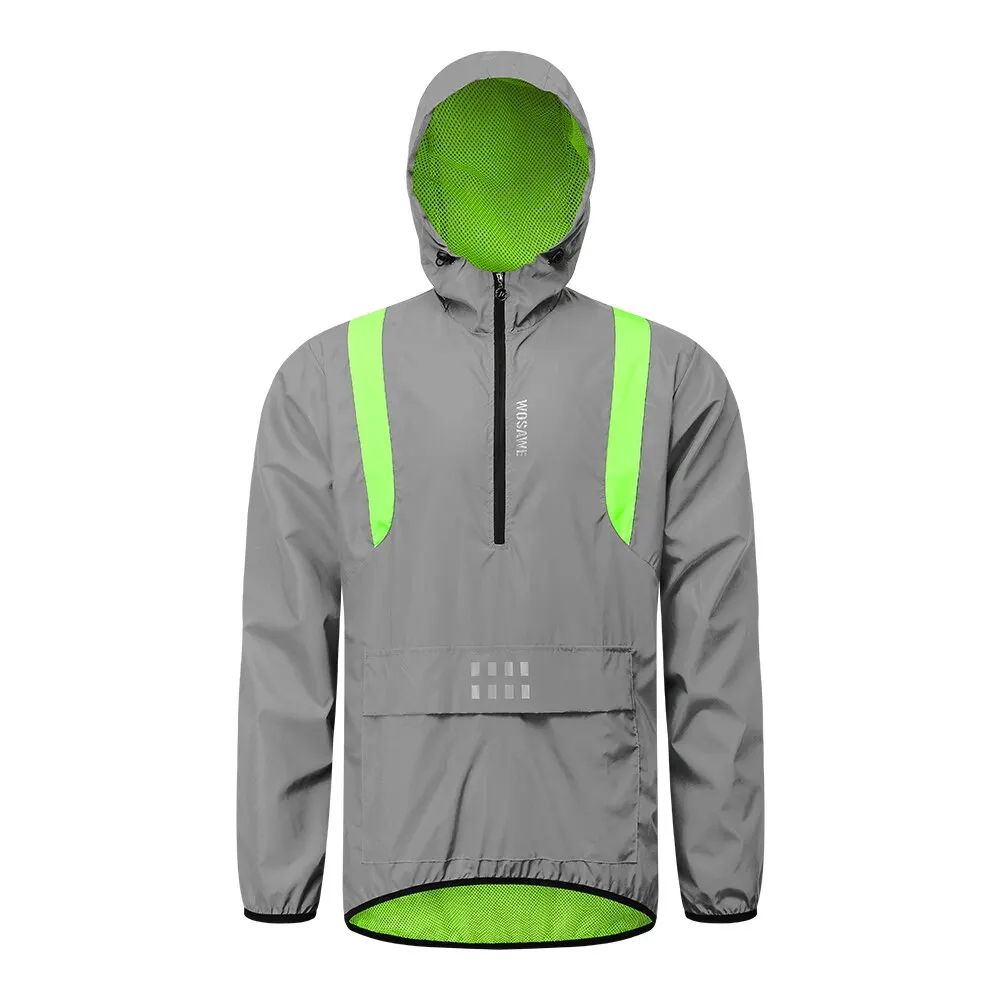 WOSAWE Reflective Men's Jacket Unisex Full Reflective Bike Jacket Running Jacket Breathable Windproof Waterproof Cycling Jacket