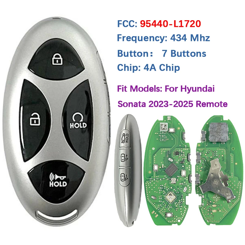 

CN020354 Aftermarket 7 Buttons Smart Remote Key Fob 4A Chip 434Mhz FCC 95440-L1720 TQ8-FOB-4F61M43 For Hyundai Sonata 2023-2025