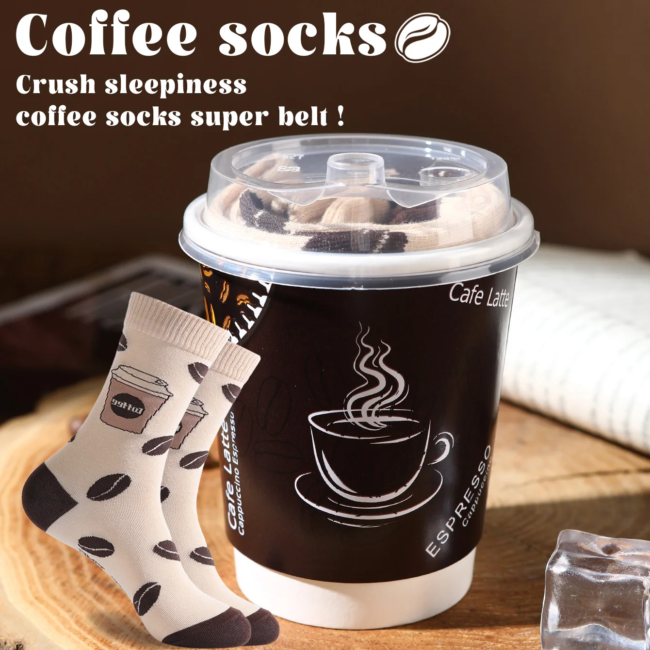1 Paar mittelhohe Herrensocken, geeignet für Männer und Frauen, neuartige und lustige bunte Geschenkbox-Socken für Kaffeetassen, europäischer und amerikanischer Modetrendstil, bequem und atmungsaktiv,