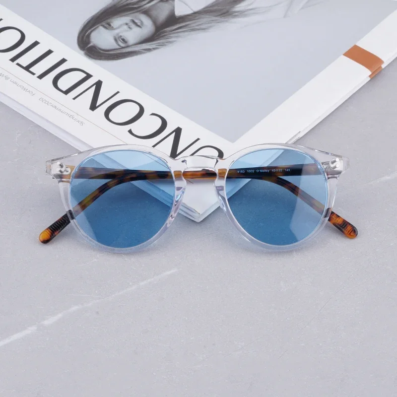 O'malley Sunglasses Women Polarized Mens Sunglasses Brand Designer 2023 Vintage Round Sunglasses Woman Acetate Blue Glasses Men