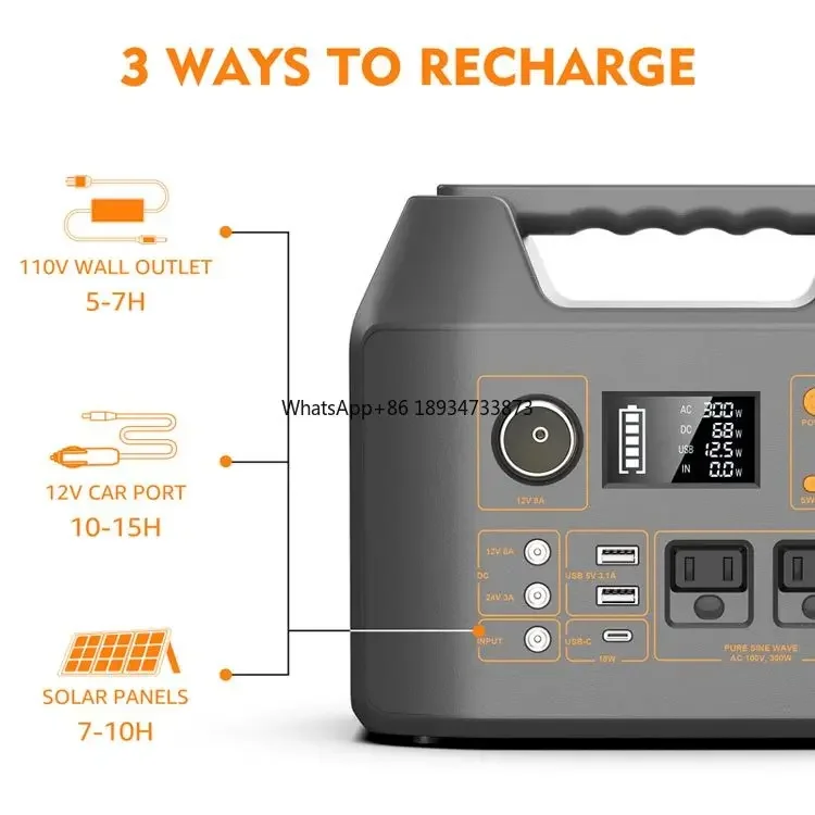 Wholesale Price Pure Sine Wave Easy to Use Lifepo4 Battery Mobile Portable Charging Station Power Station 300W