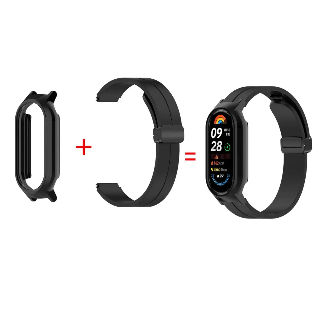Силиконовый ремешок для Xiaomi Miband 8 10 10 Ceramic Edition, складная пряжка, спортивный сменный ремешок для браслета с рамкой из ТПУ