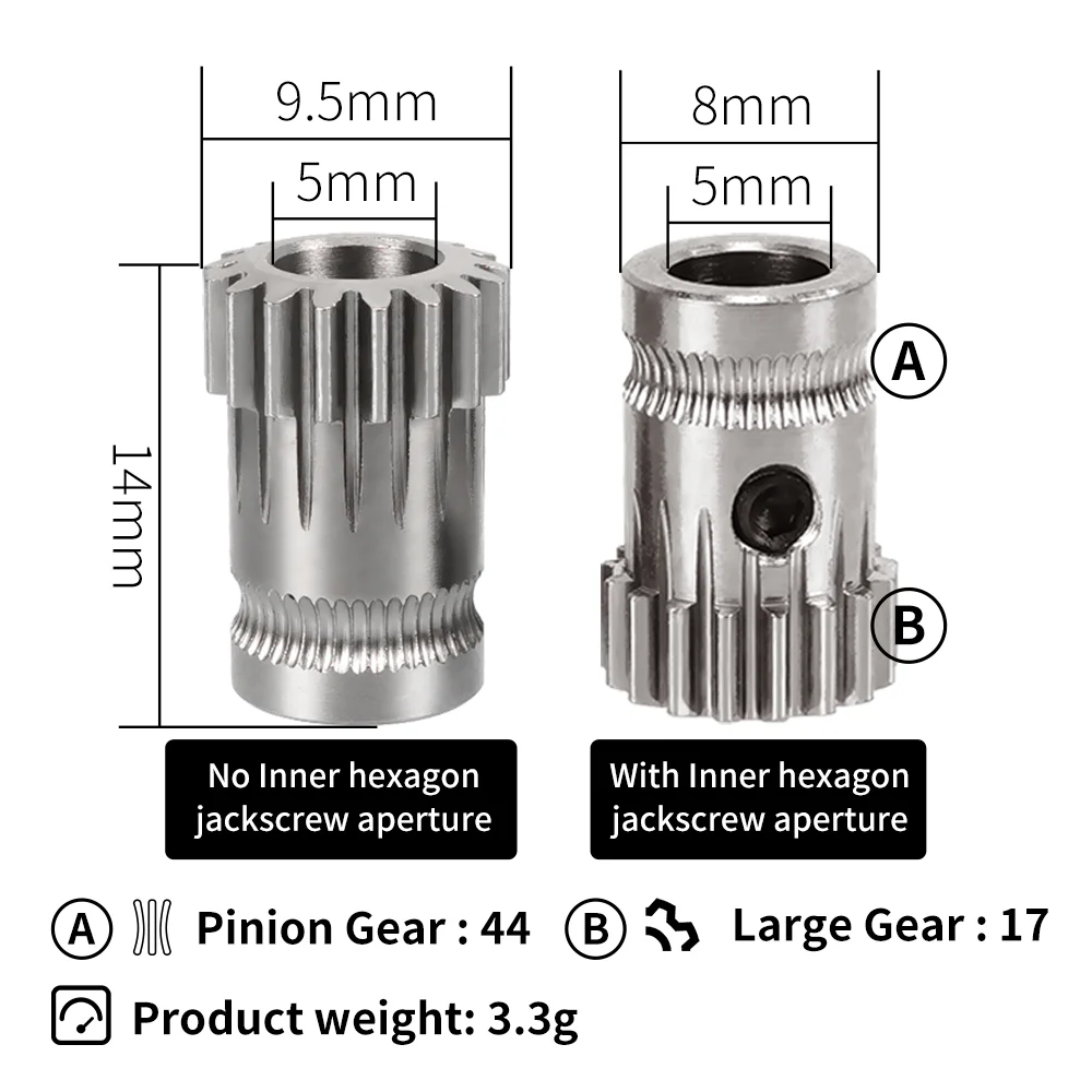 For Prusa DIY Bowden Direct Extruder Dual Drive Gear Hardened Steel Upgrade Feed Gear Extruder Kit For BMG Extruder kit - view 3