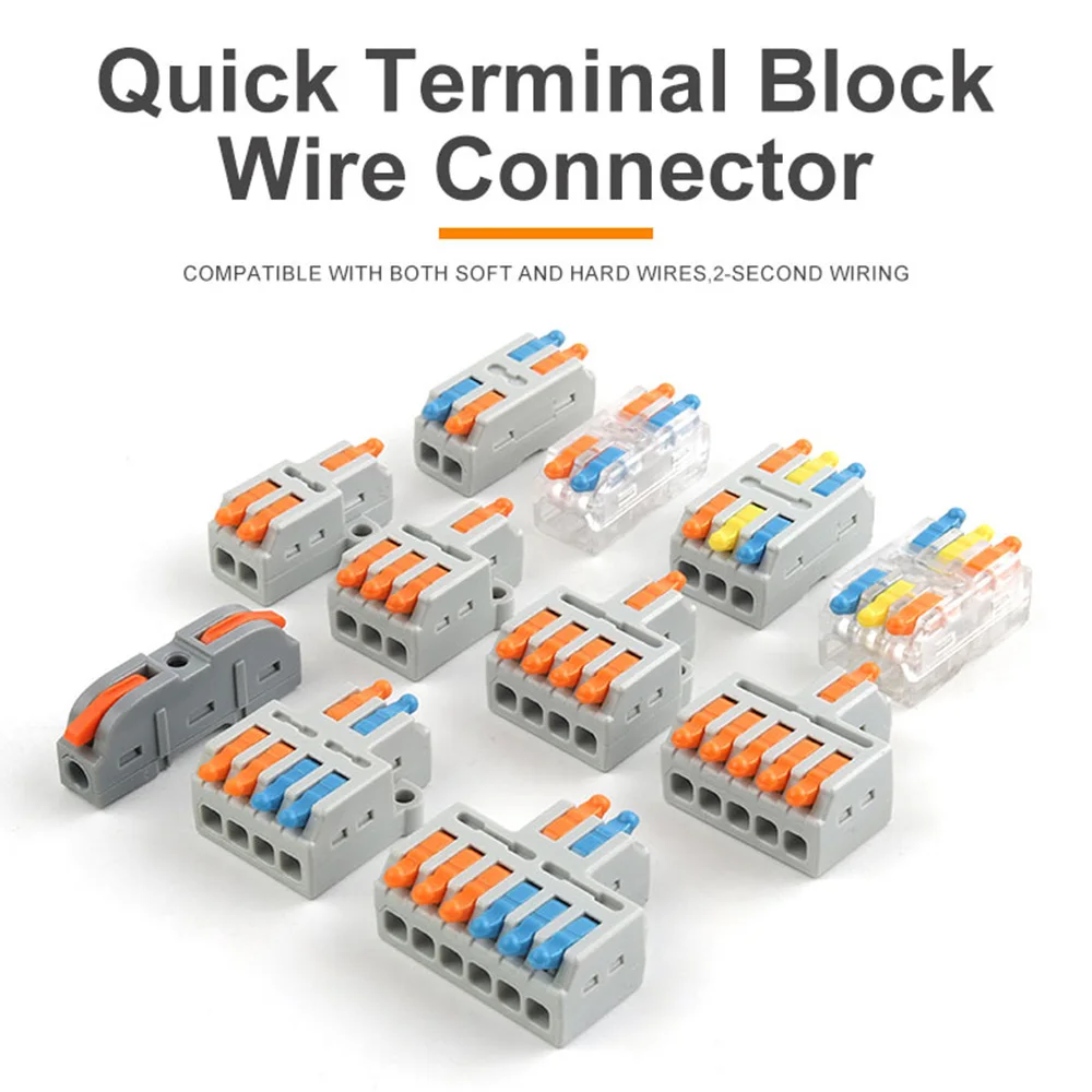 5PCS Fast Universal Lever Wire Connector Push-in Terminal Block Docking Electrical Connection Multi-spec Compact Splitter 250V