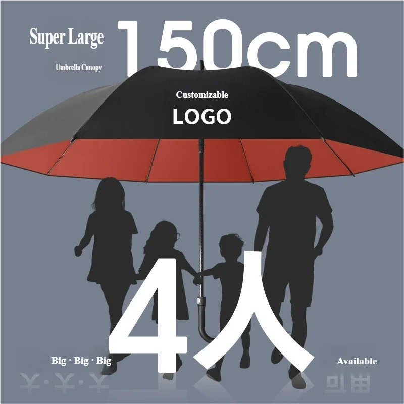 Double-layer Automatic Golf Umbrella, Long-handle Umbrella for Men, Large Reinforced Umbrella for Two to Three People, Heavy Rai