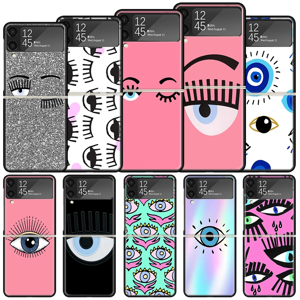 Ferragnies Eyes Chiara Shockproof Hard Case For Samsung Galaxy Z Flip 4 5 3 5G Phone Cover Z Flip3 Flip4 Flip5 Black Fundas Shel