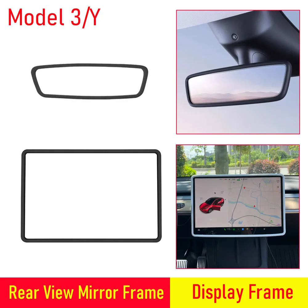 Protetor guarnição quadro para tesla modelo 3 y juniper tela borda quadro espelho retrovisor capa console central acessórios de proteção