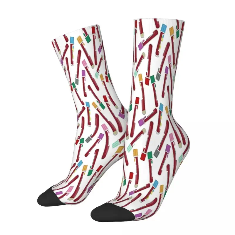 Y2K Laboratory Blood Work Test Tube Pattern Chemistry Chemist Science Scientist Socks Male Mens Women Autumn Stockings Polyester