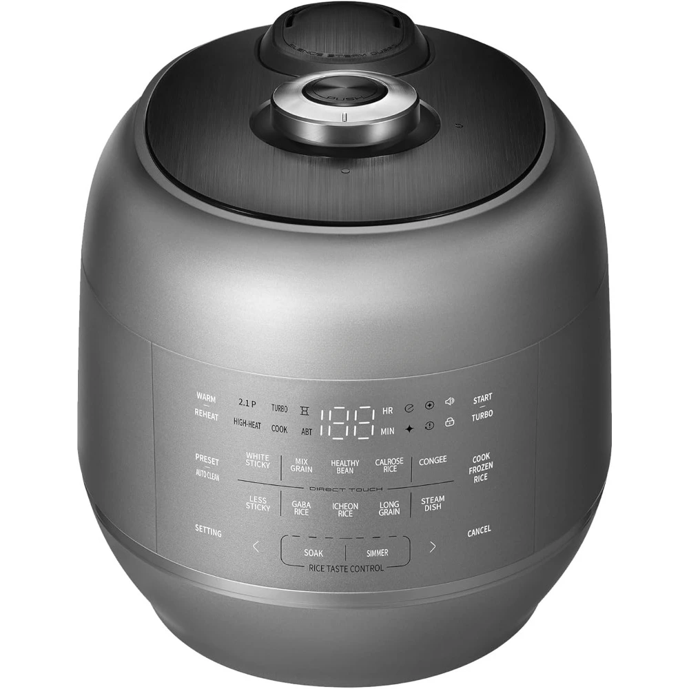 

2.1 Ultra High-Pressure Induction Heating Rice Cooker 6 Cup，Full Stainless Power Lock System，Auto Steam Clean，Dark Silver