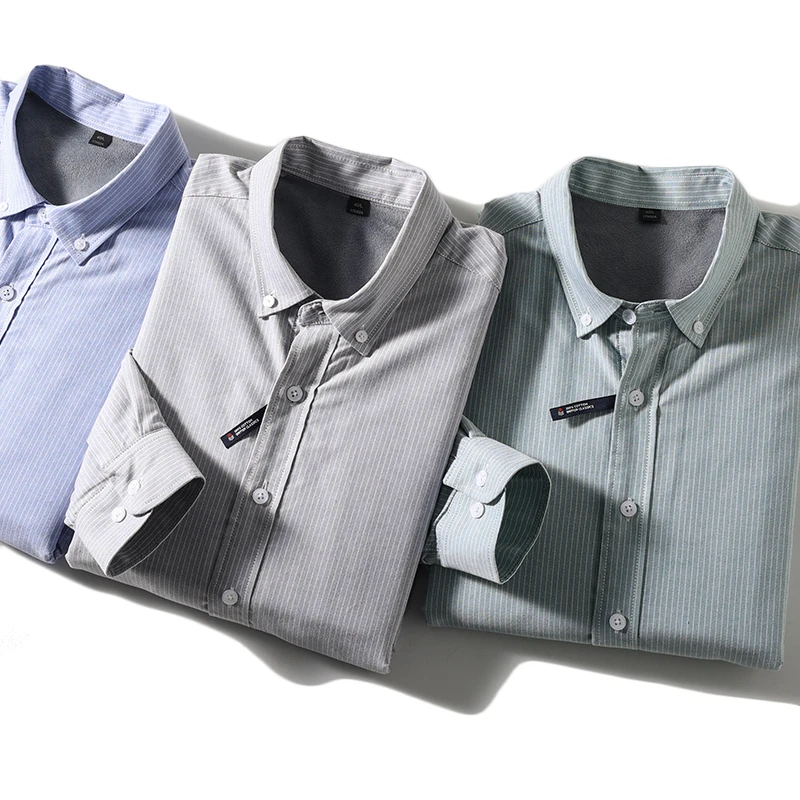 

Thiened Fce Long Sve Men's irt Faionable Urban Sle Commute irt Stand Fit Youth Winter Season Vertical Stripes