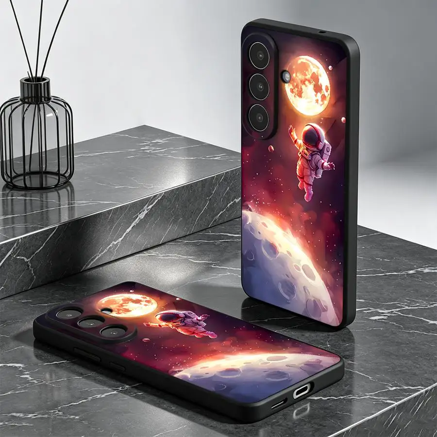 Cartoon Sun Moon Astronaut Phone Cover Case for Samsung Galaxy A57 A05 A53 A17 A52 A36 A15 A55 A73 A51 A06 A23 A37 A25 A16 A41