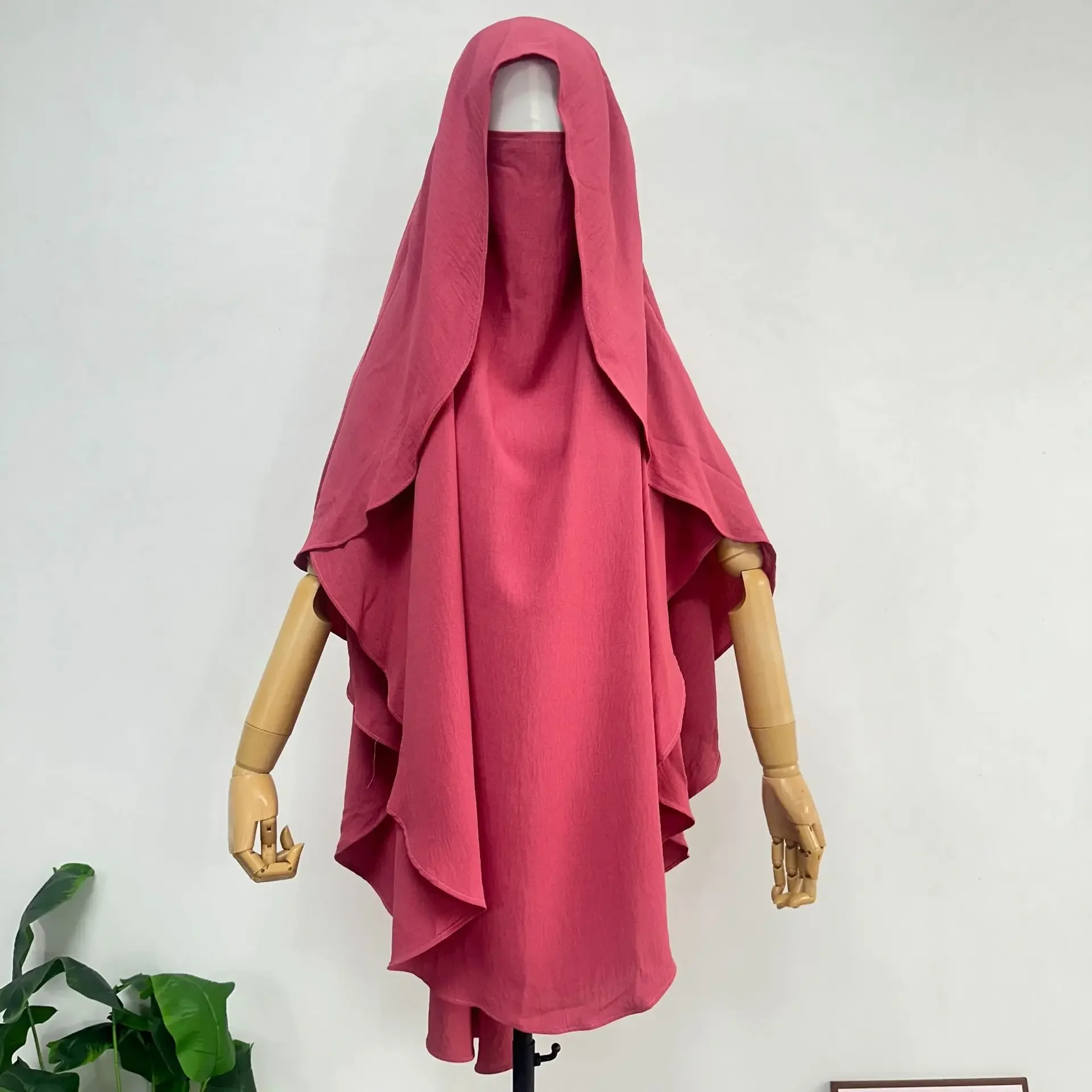 

2025 Eid Khimar Women Plain Prayer Shawl Wrap Instant Scarf Hijab Single Layer Abaya Muslim Headscarf Black Niqab Islam Clothing