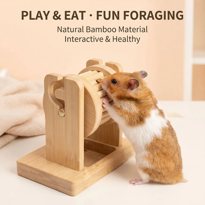 Wooden Hamster Foraging Toy Interactive Treat Puzzle Small Animal Enrichment Toy for Boredom Relief and Mental Stimulation