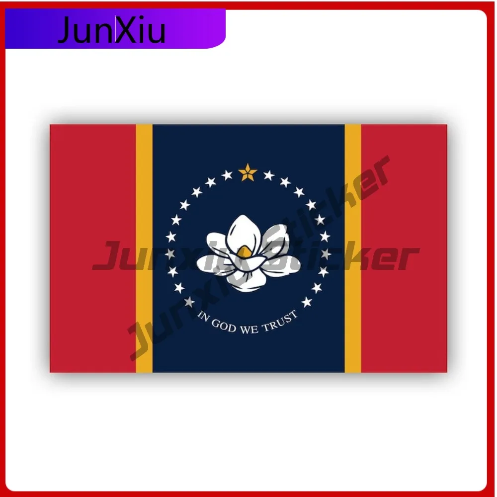 

Mississippi Flag Sticker Uv Protected Decals Uv Protected White Magnolia Blossom In God We Trust Cute Style Laptop Use Waterp