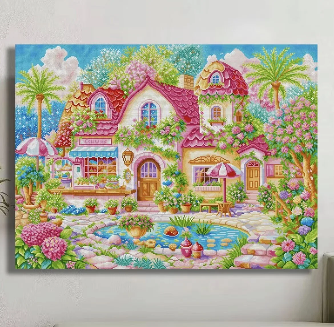 9ct 110x85cm villa Embroidery DIY Printed Kits Cross Stitch Needlework Set Home Decor Crafts 110 Colors