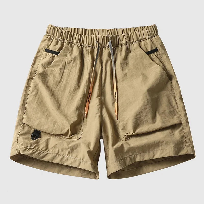 2025 fashion new Solid color tooling simple ice silk shorts men's tooling shorts three-point pants trendy brand Z096