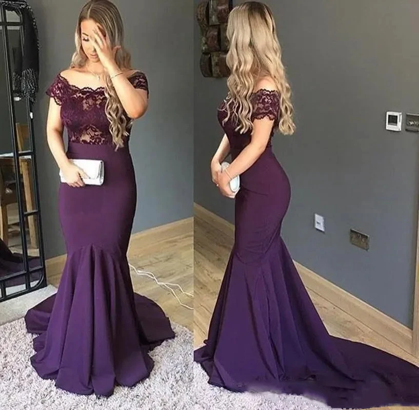 

Elegant Mermaid Evening Dresses Long Off Shoulder Prom Party Gowns Sweep Train Formal Dress Special Occasion Dress Vestidos Robe