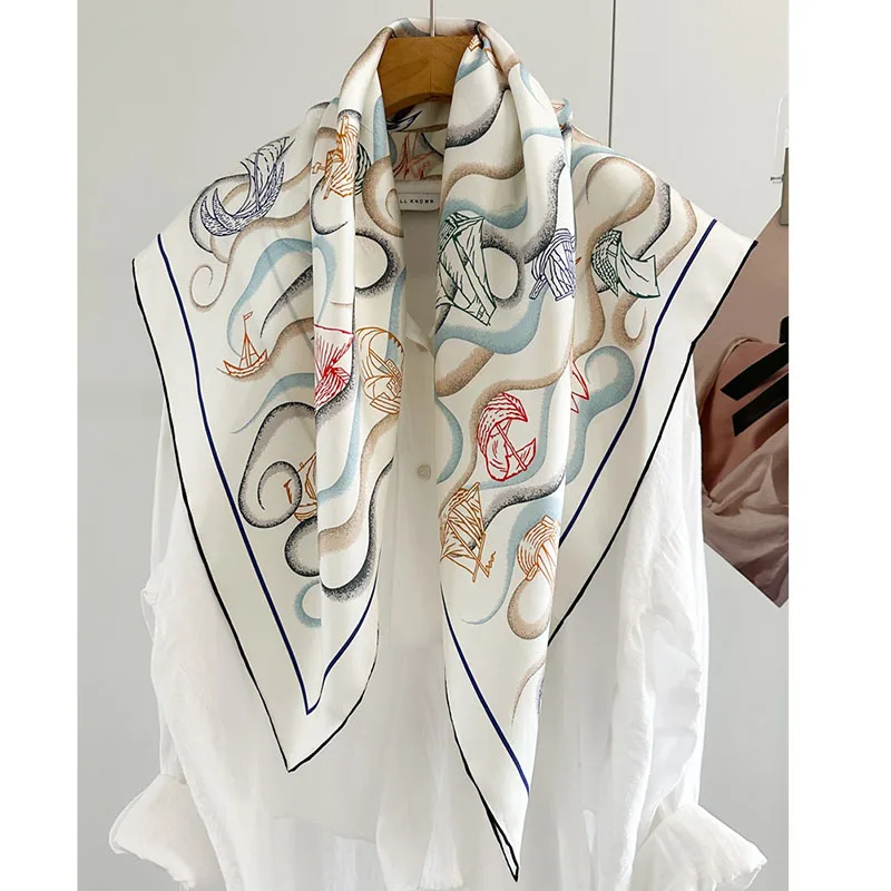 

100% Real Silk Scarf Shawl Large Square Silk Scarfs Cape 35"x35" Hand Rolled Edges