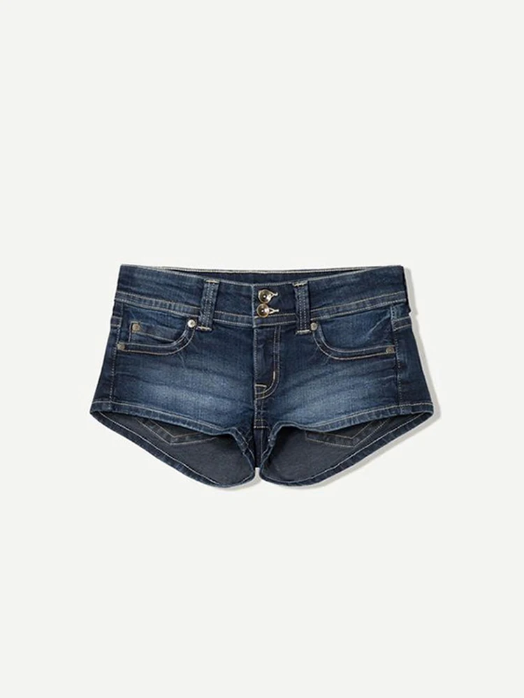 หญิง Chic Street Evening Club Partywear Y2k ซิป DENIM กางเกงขาสั้นผู้หญิงเซ็กซี่ต่ําเอว Peachy ด้านล่างกางเกงยีนส์สั้น